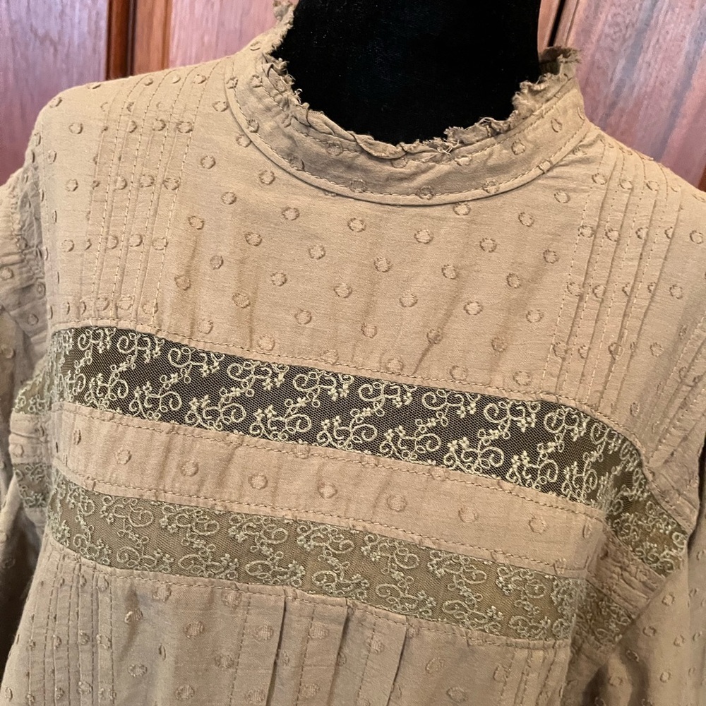 Anthropologie Pilcro Long-Sleeve Mock-Neck Swing Mini Dress size M Boho Prairie - Picture 6 of 16